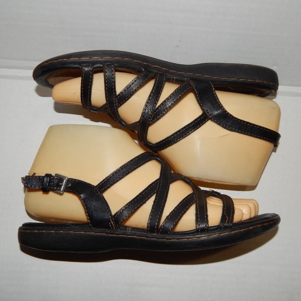 BOC 6M Black Strappy Sandals with Ankle Strap - Faux Leather - Picture 4 of 8